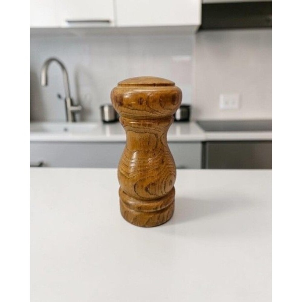 Vintage Wooden Salt Shaker Turned Wood Tabletop Kitchen Decor